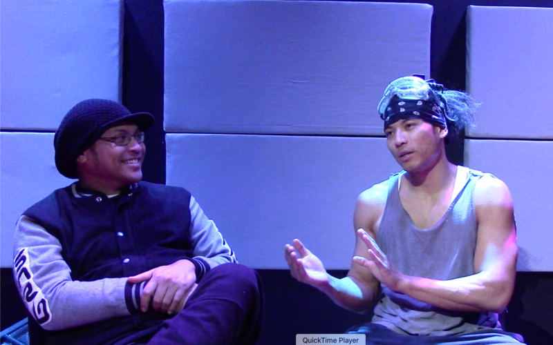 Filipino hip hop group SNRG being interviewed
