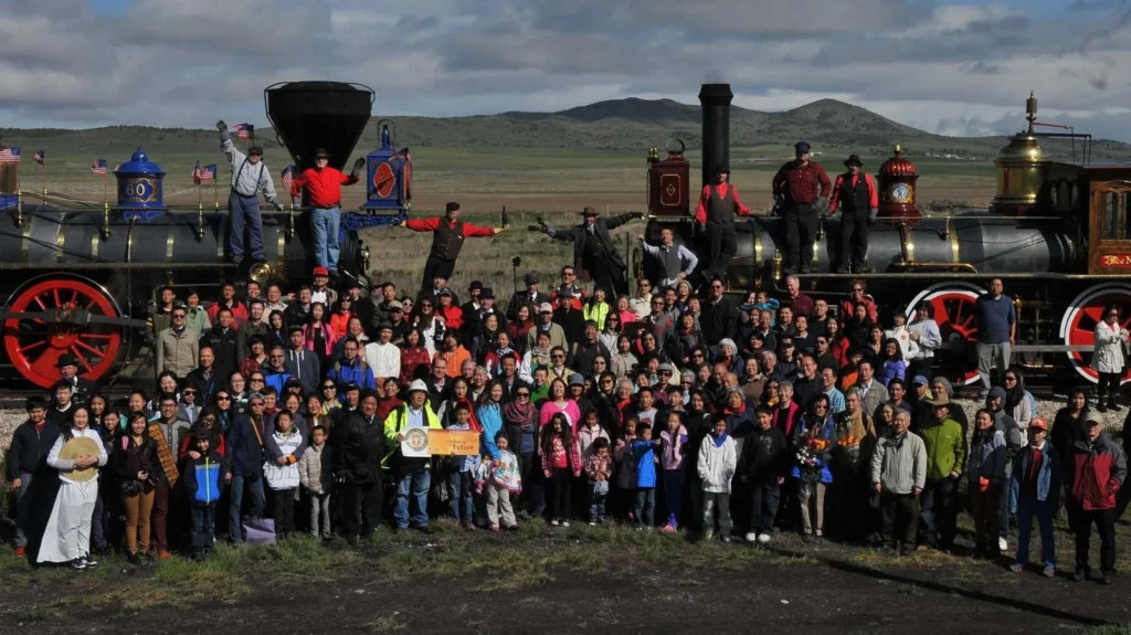A re-creation of "The Champagne Photo" with over 200 people of Asian descent.