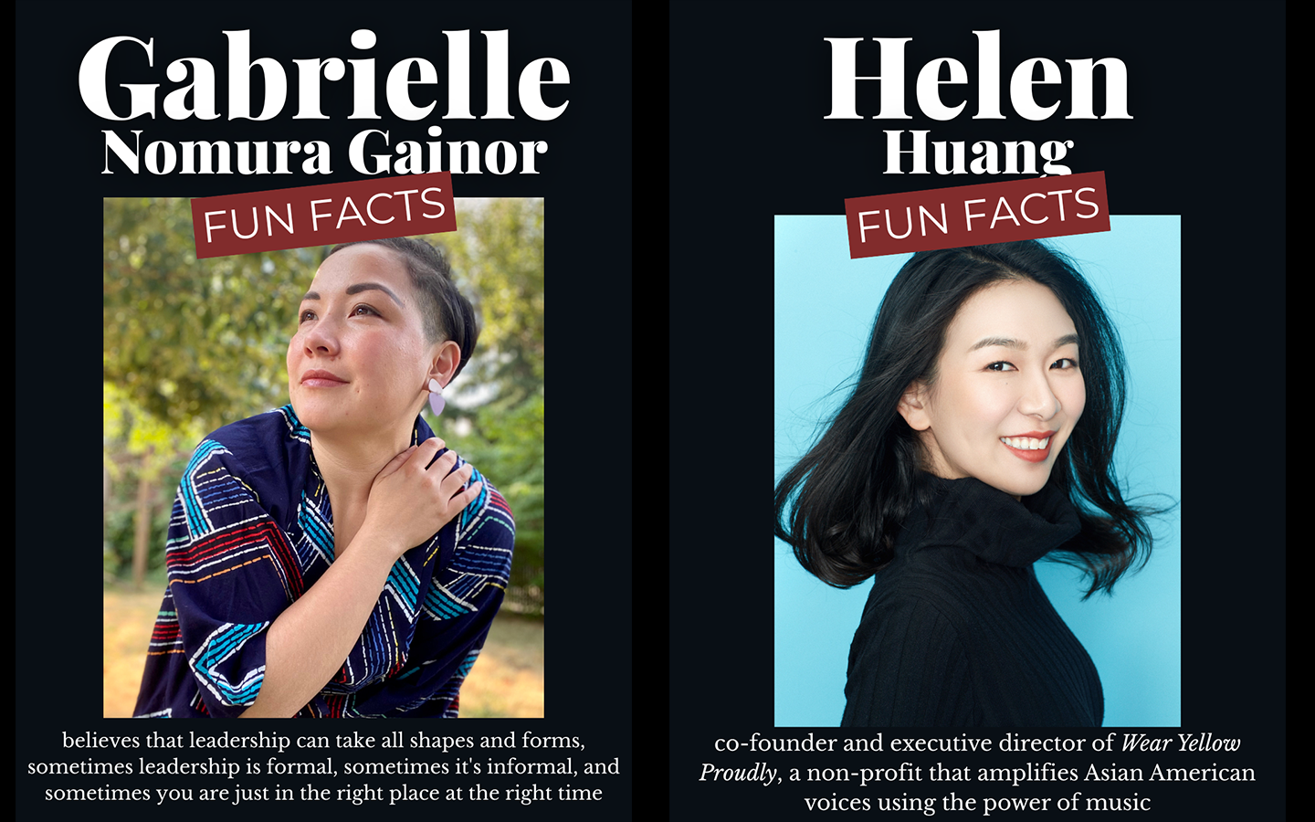 Images of Gabrielle Nomura Gainor and Helen Huang
