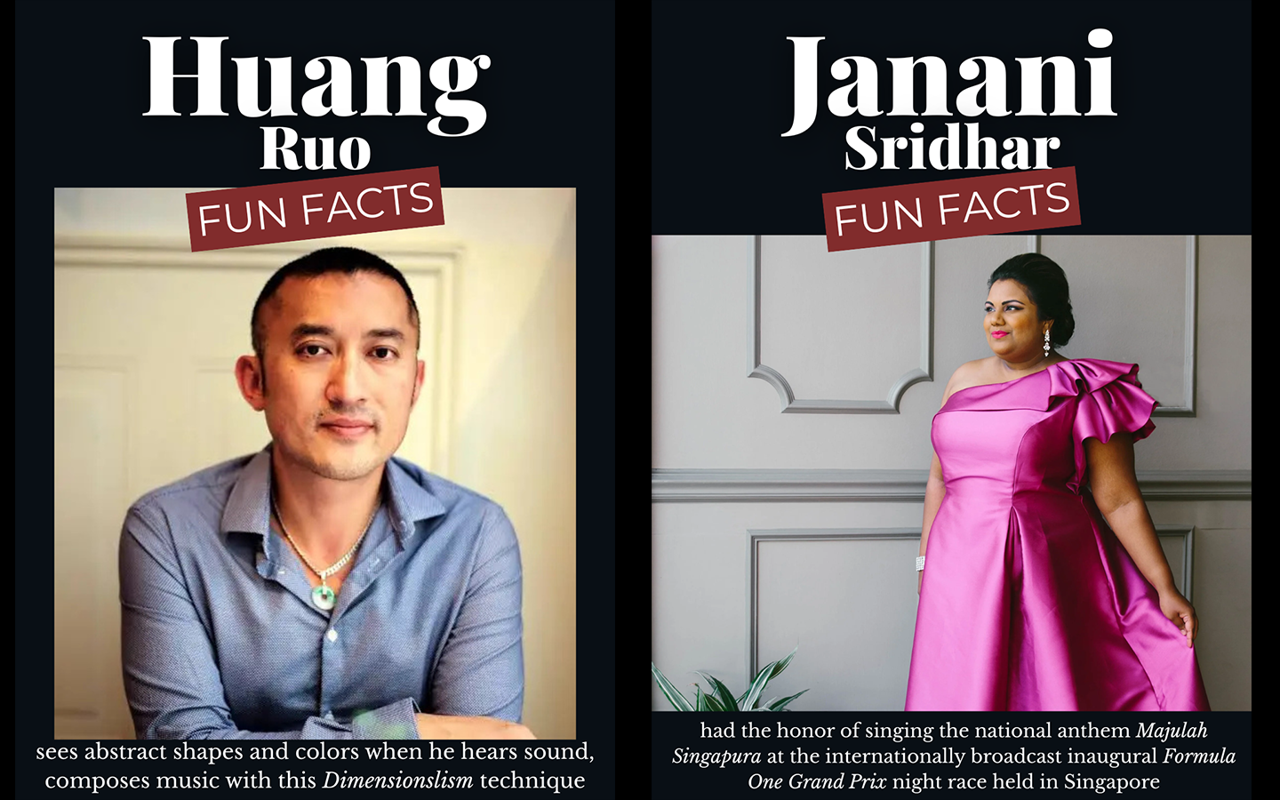 Images of Huang Ruo and Janani Sridhar