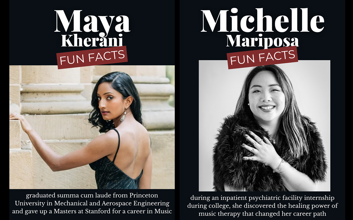 Images of Maya Kherani and Michelle Mariposa