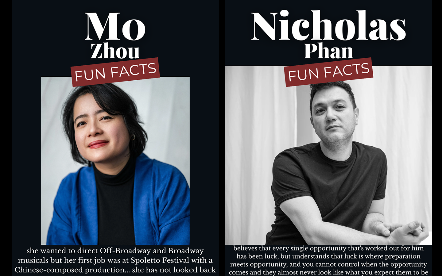 Images of No Zhou and Nicholas Phan